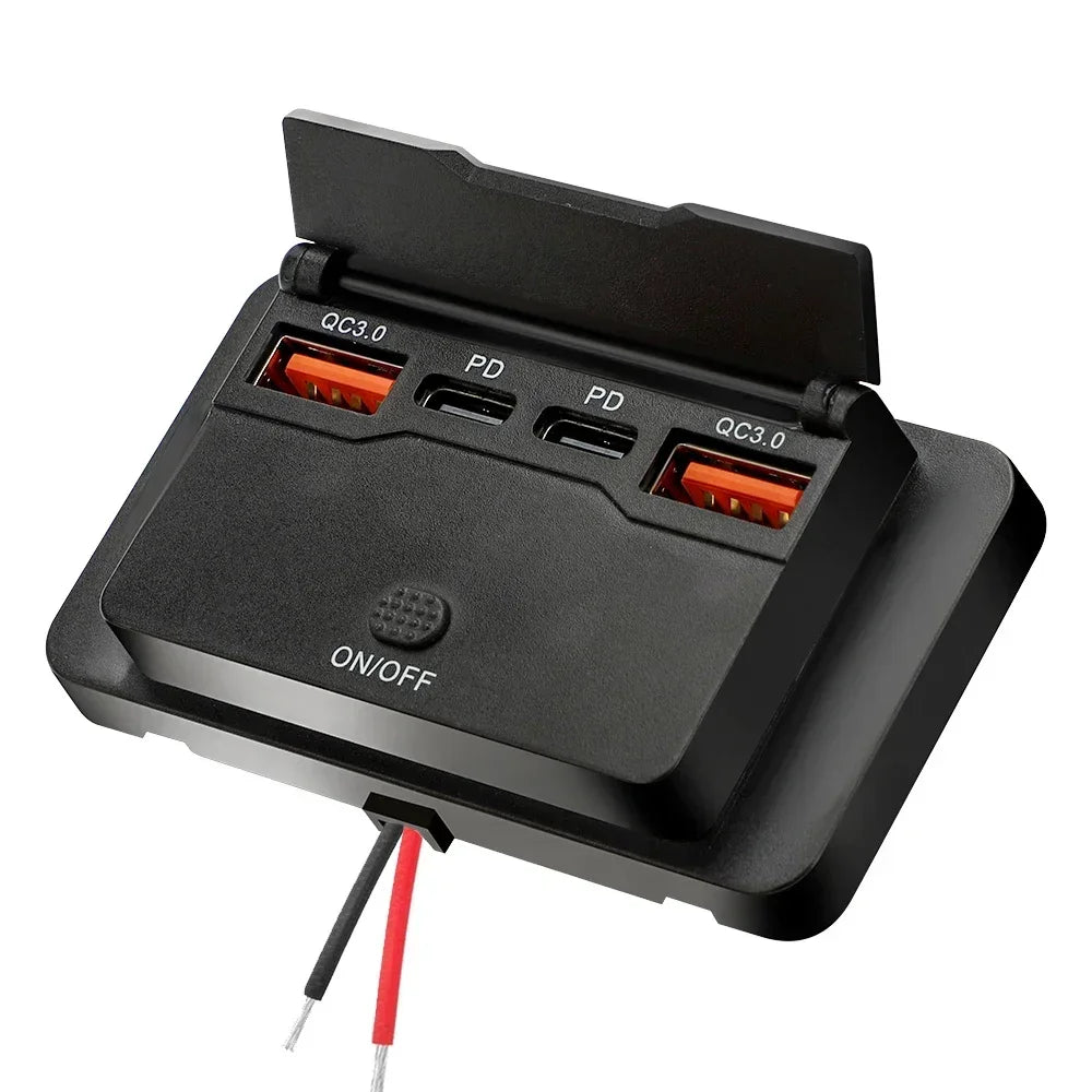 Car Charger Socket Adapter with Switch 2/4 Ports 12V 24V PD QC3.0 Charging Splitter Outlet for Bus RV ATV Truck Boat