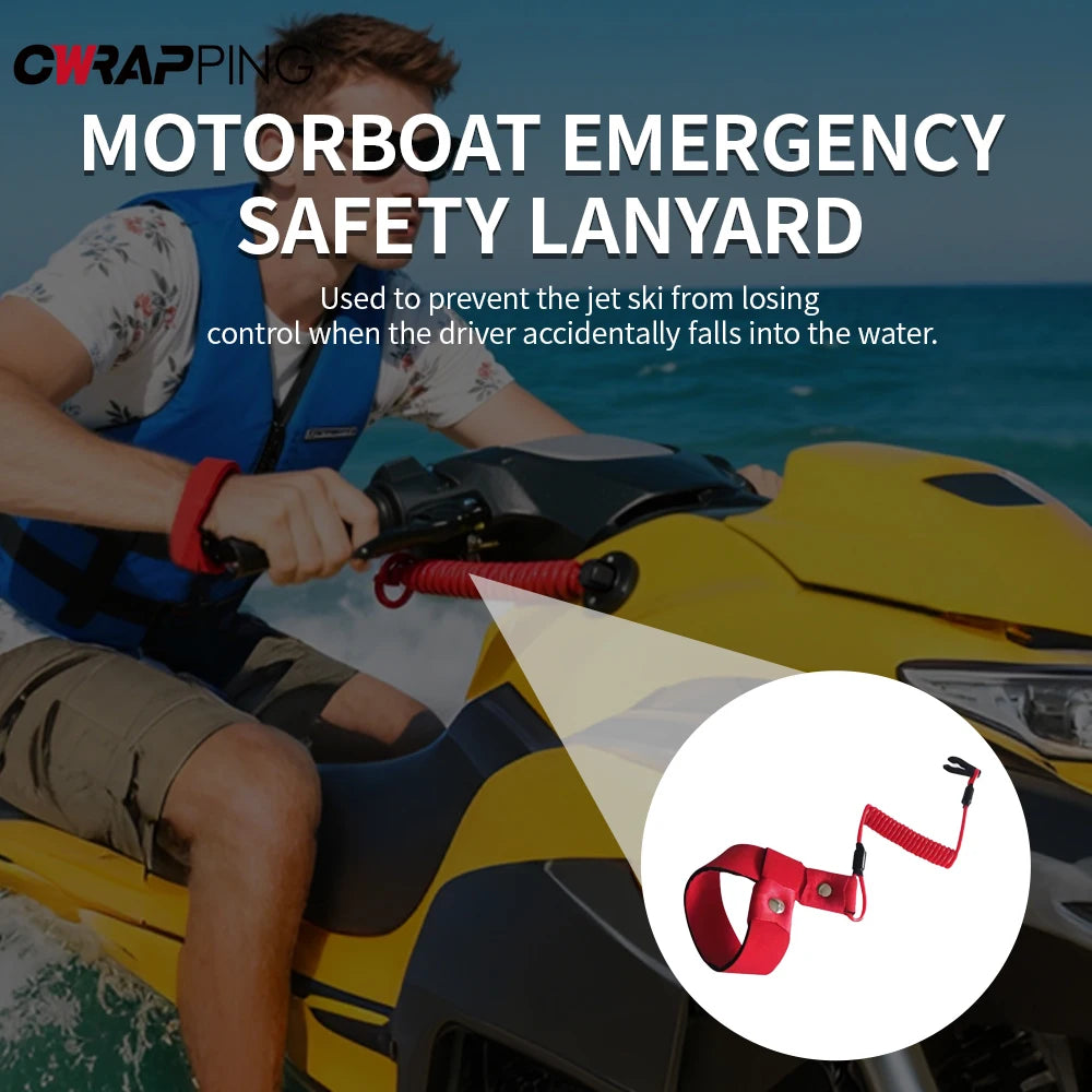 Motorboat Engine Emergency Stop Lanyard Floating Safety Wrist Cord Key for Jet Ski Wave Runner in Boating Emergency Situations