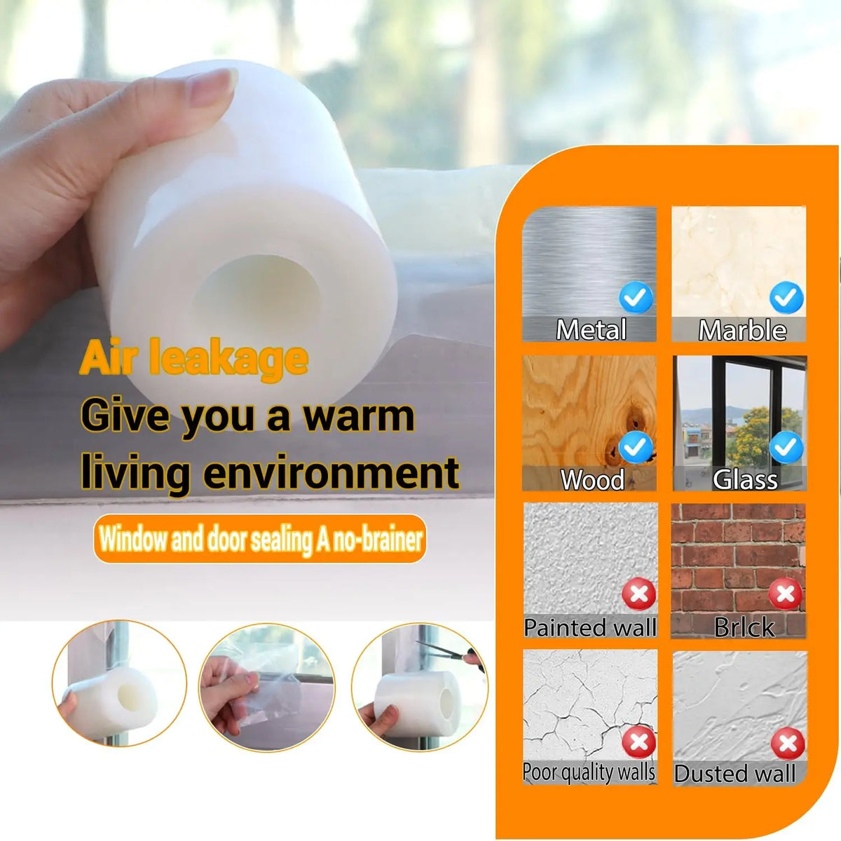 Clear Window Draft Seal Tape - Residue-Free Weather Sealing Strip - photo 6