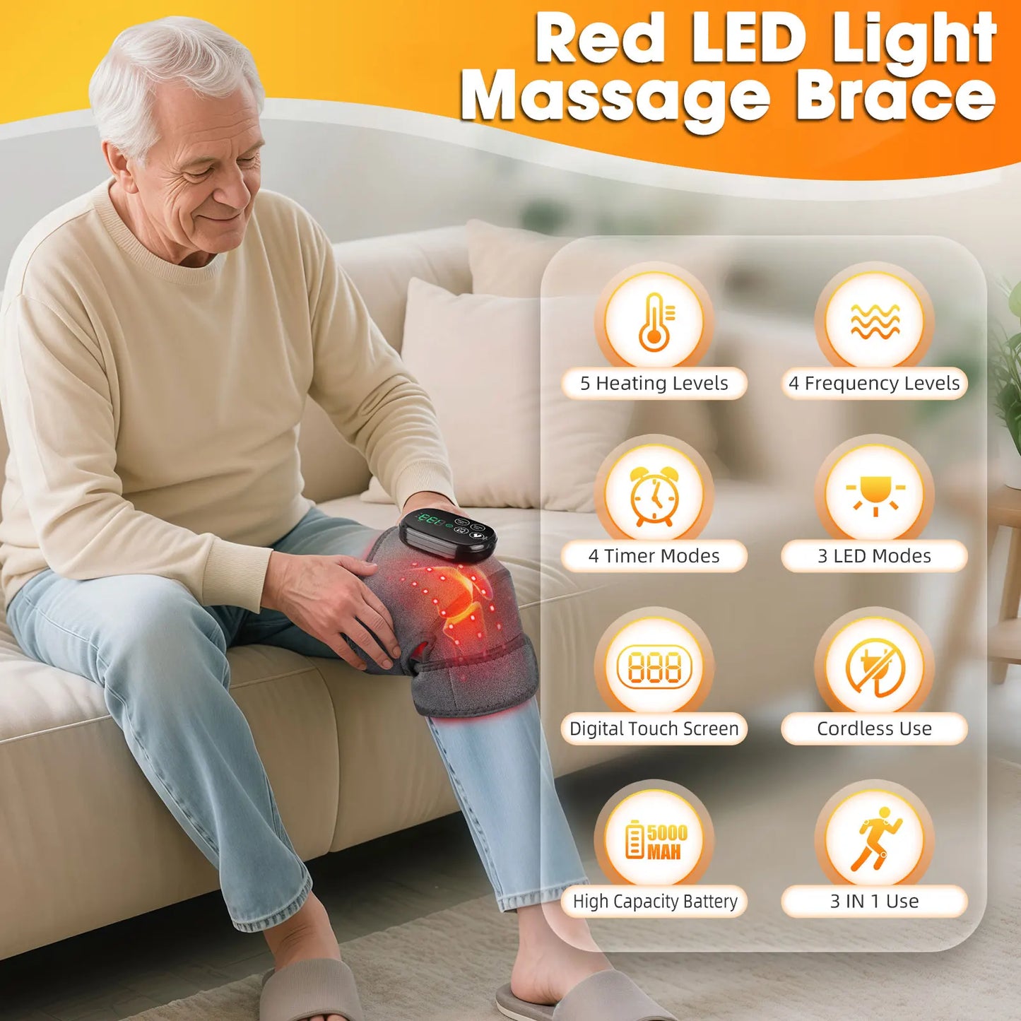 660 and 850nm Near Infrared Light Knee Pad Brace 3 In 1 Heating Shoulder Elbow Joint Massager Thermal Massage Devices Belts Pads
