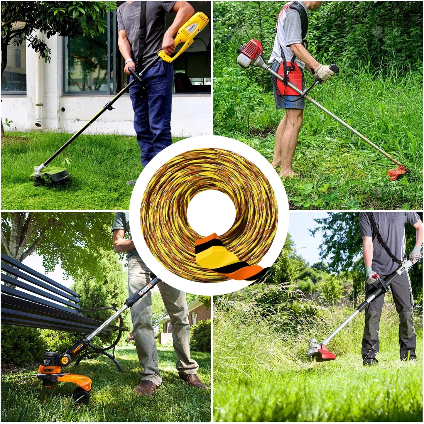 1.6~3.0mm*15m Upgrade Tricolor Spiral Trimmer Line Weed String Trimmer Line Brush Cutter Thread Trimmer