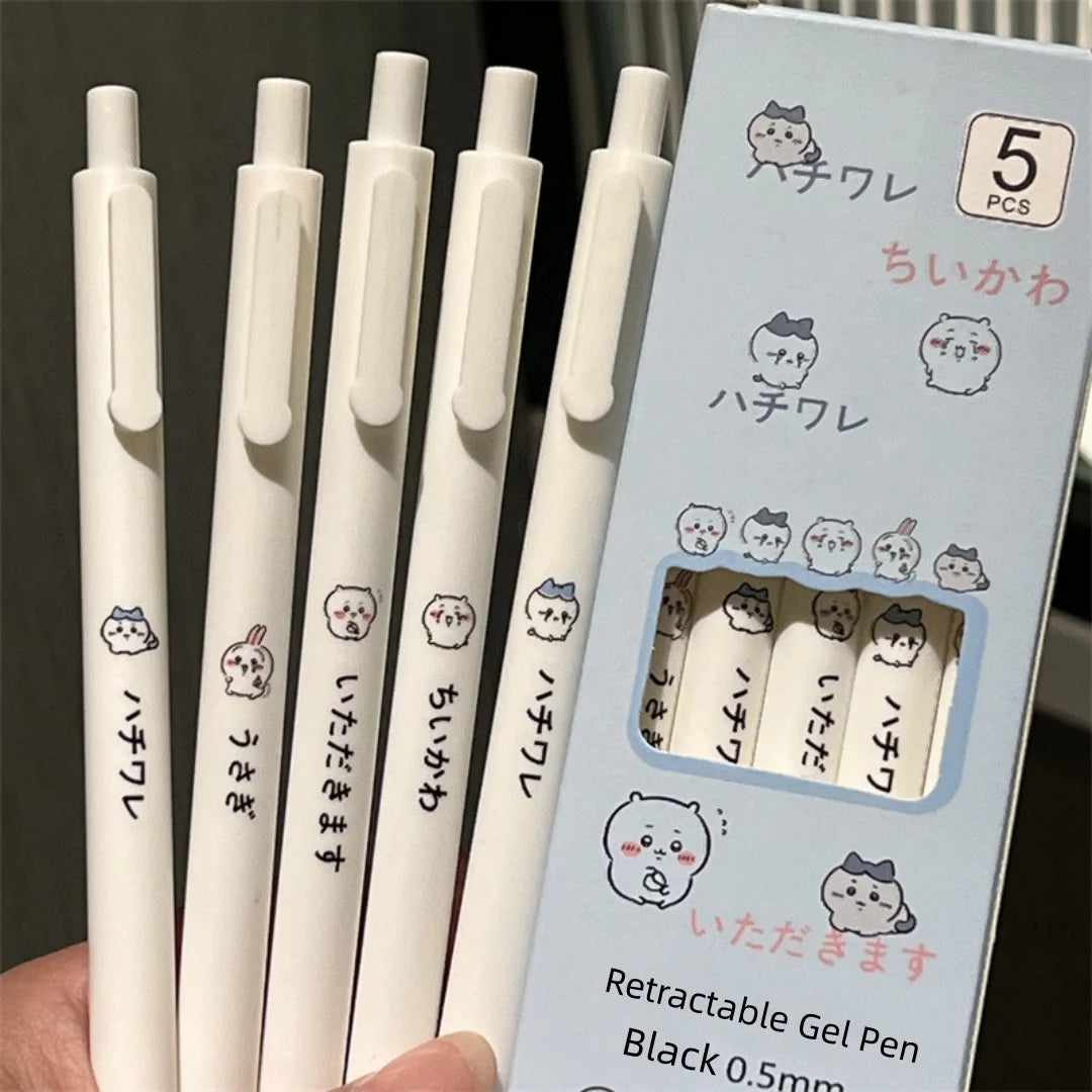 Cute Chiikawa Gel Pen Set | 0.5mm Black Ink, Ideal for Students & Chiikawa Fans, Perfect Back-to-School Gift & Present for Frien