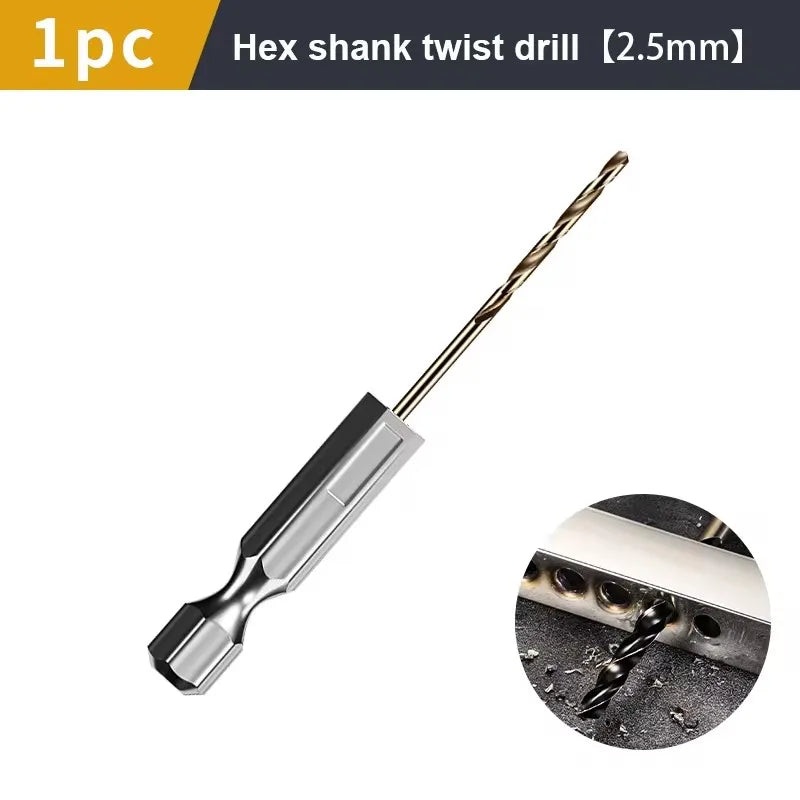 1.5-7.5mm Hex Shank Twist Drill Bit Wood Metal Hole Cutter Core Drilling Tool Cobalt Carbide Tip Flat Drill Bits HSS