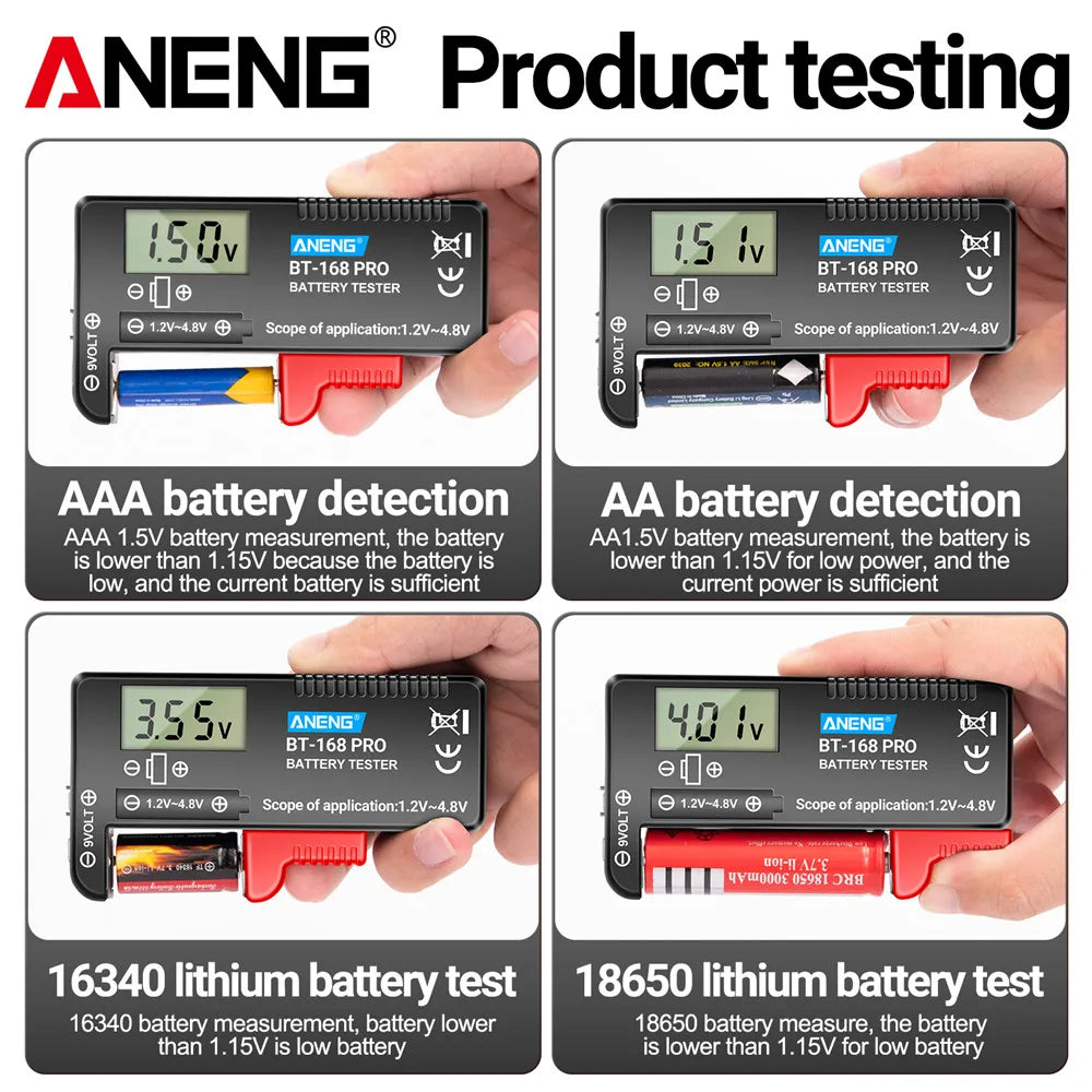 ANENG BT-168 PRO Digital Battery Tester Checkered load analyzer Display Check AAA AA Button Cell Lithium Capacity Universal test