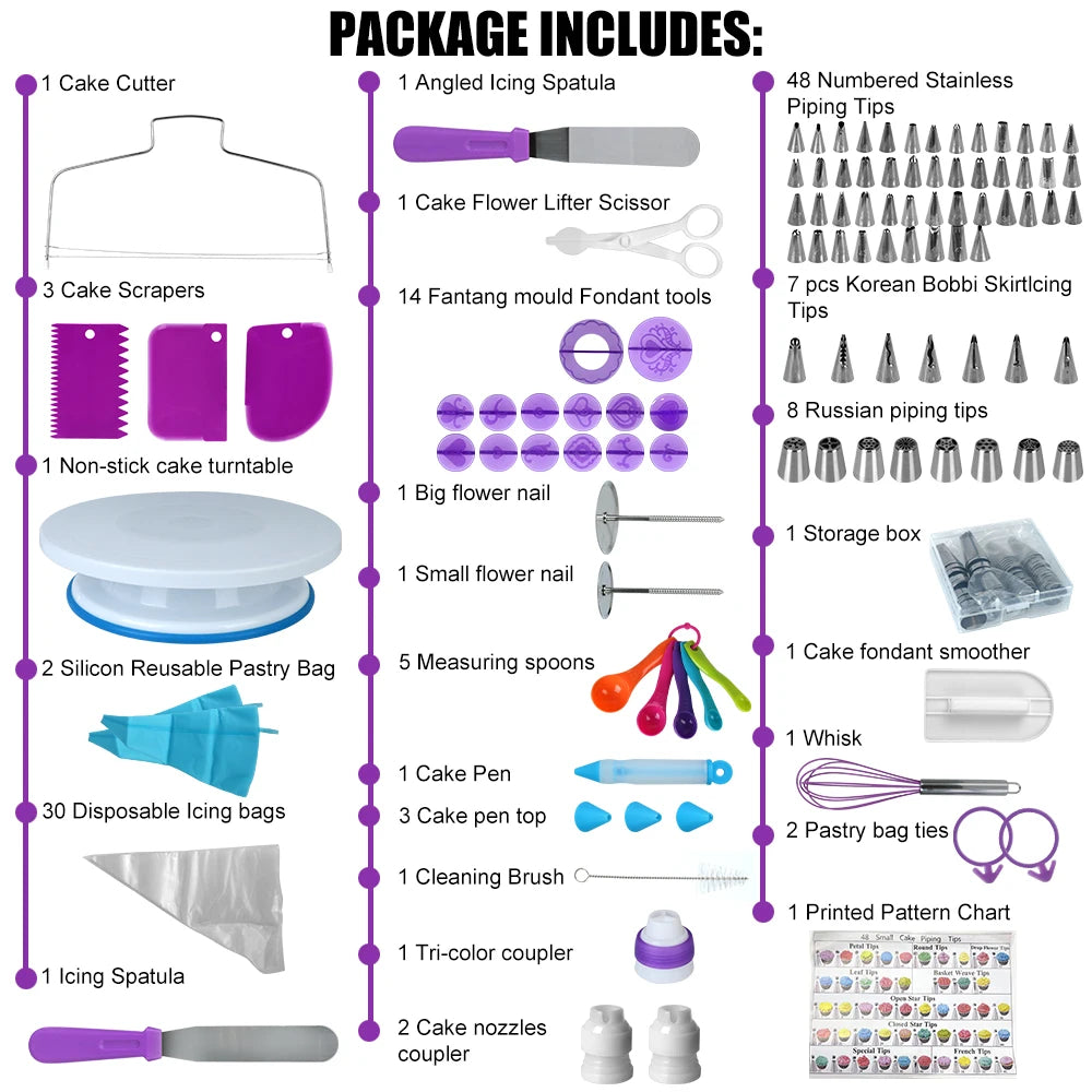 137-Piece Cake Decorating Kit - Turntable, Piping Tips & Bags - photo 2