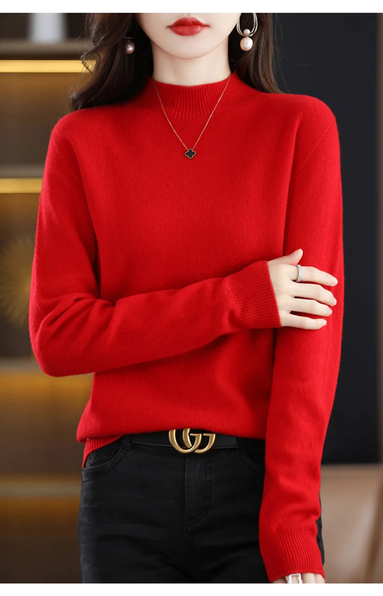 Women's Merino Wool Mock Neck Sweater