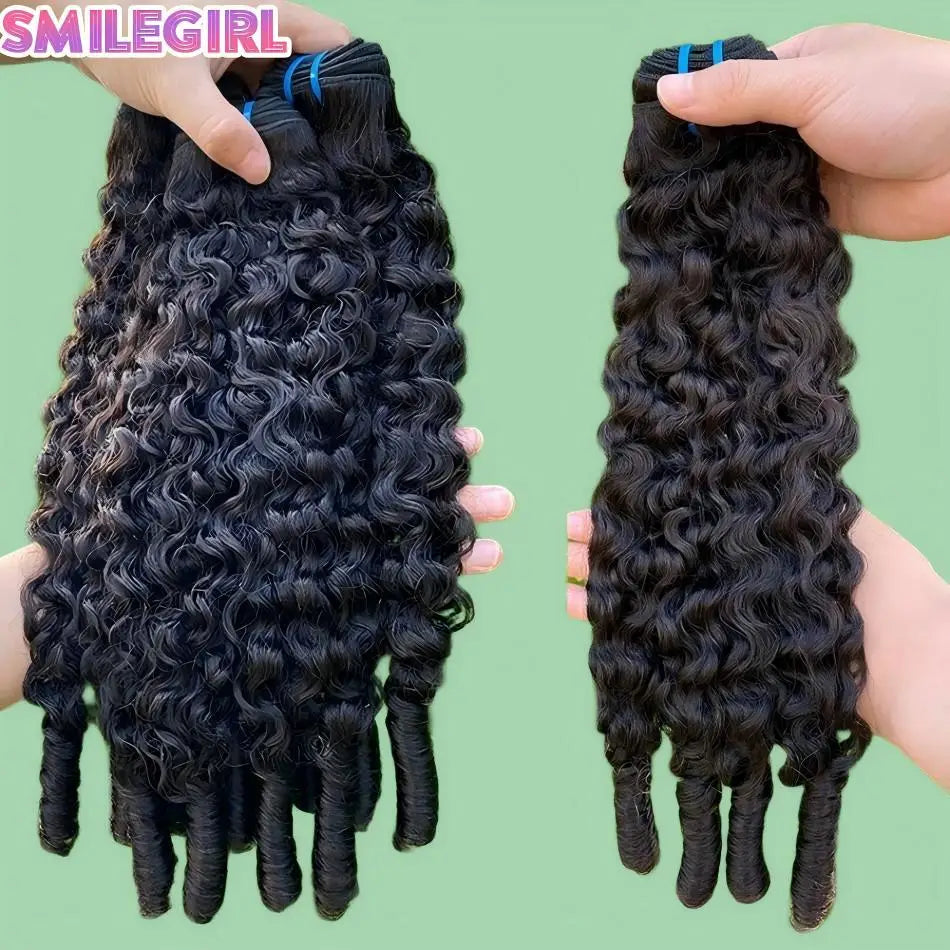 Burmese Curly Human Hair Bundles — 12A Remy Water Wave Weave (12"–40")