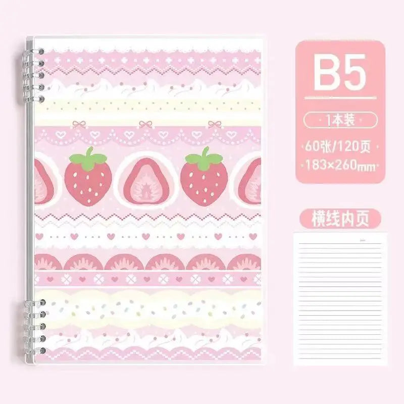 Cute Korean-style B5 Notebook Fresh Loose-leaf Detachable Draft Notebook Thin and Thickened Student Pink Notebook Friends Gift