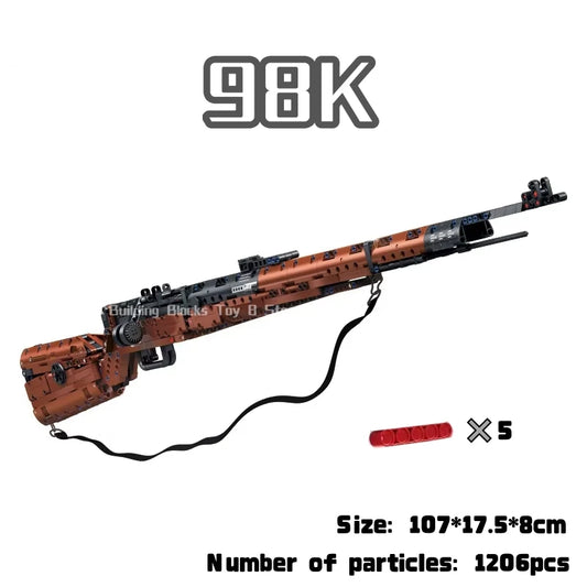 City Technical Police Military Toy Gun Sniper Rifle Building Blocks 98K Assault Rifle Assembly Brick Toy for Kids Christmas Gift