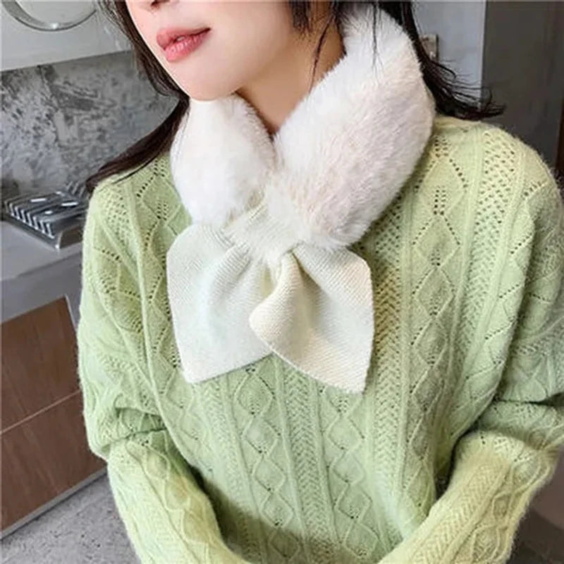 Women's Cross Strap Knit Neck Scarf - Soft Short Winter Scarf - photo 4