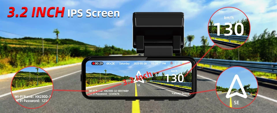 Acceo 4K Dashcam WIFI GPS CAR Video Recorder Dual Lens Support 2.5K Rear Camera Night Vision 24H Parking Monitoring Black Box