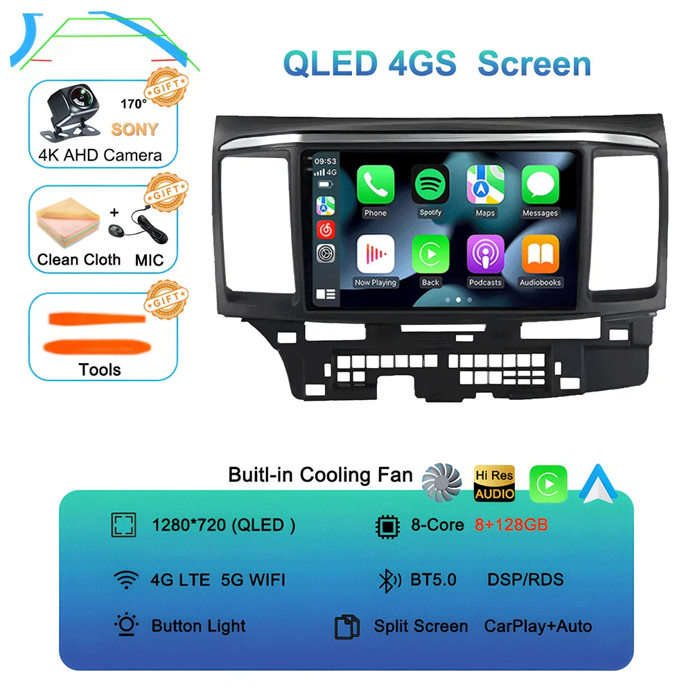 Android 16 Video Player For MITSUBISHI LANCER 9 10 X 2008 - 2016 9Inch Car Radio Stereo Audio GPS Player Carplay Auto Screen