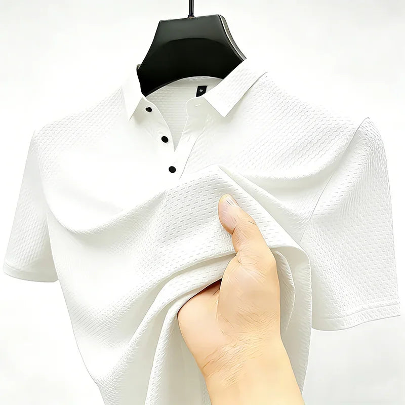 Men's Waffle-Knit Polo - Lightweight Breathable, Summer Base Layer