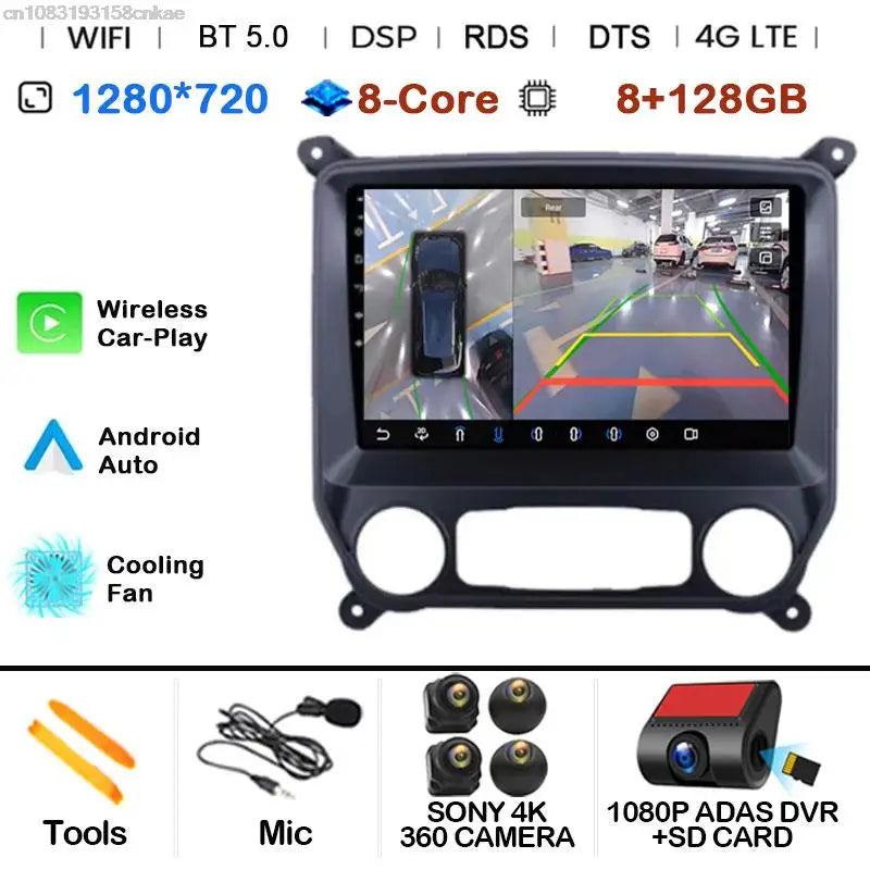 Car Radio Android 15 For Chevrolet Colorado 2014 - 2018 For Silverado GMC Sierra VIA Vtrux Truck 2014 - 2018 Carplay Stereo Auto