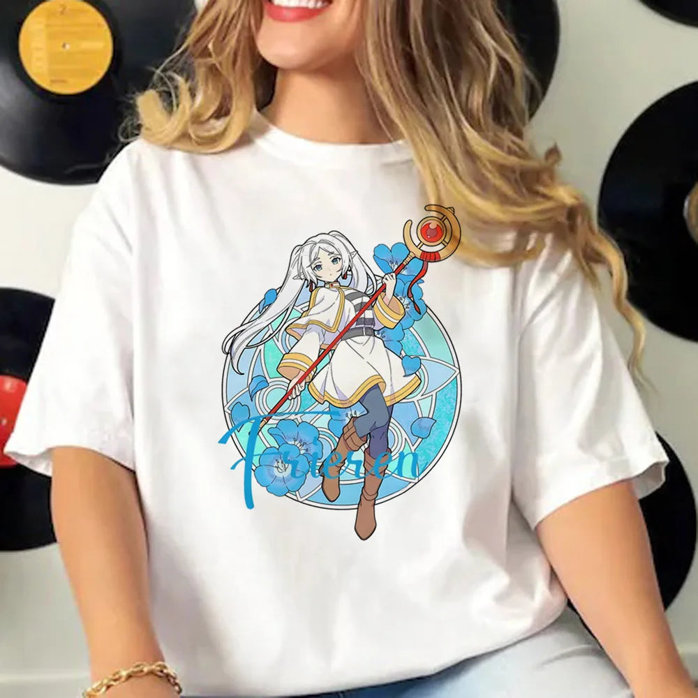 Frieren Tee women Y2K harajuku t-shirts female funny comic clothing