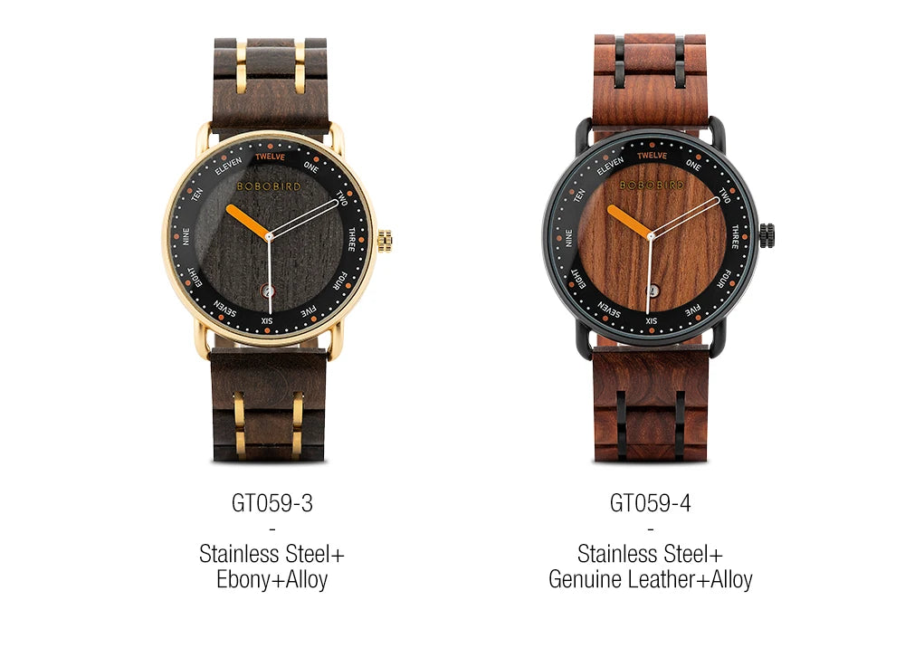 Man's Watches BOBO BIRD Wooden Quartz Watch Casual Wristwatch for Men Unique Gift Drop Shipping