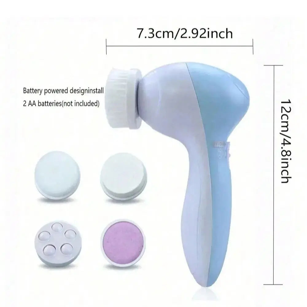 Facial Cleansing Brush Silicone Face Scrubber: 2 In1 FBS-D Electric Exfoliating Device Waterproof Deep Cleaning Exfoliation Rota