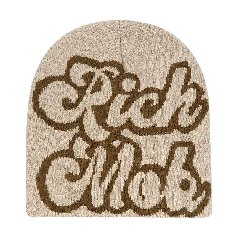 Y2K Letter Knit Beanie, Warm Ski Hat