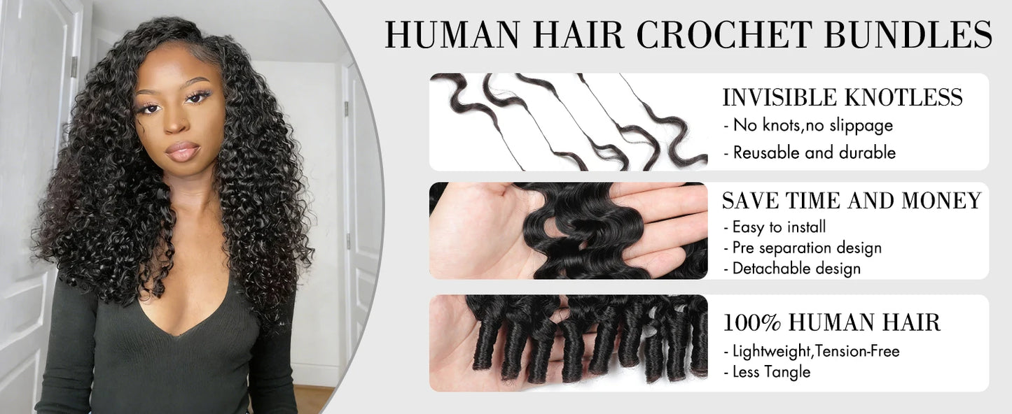 300g Burmese Kinky Curly Crochet Human Hair Knots Feather Crochet Hair Extensions Invisible Knotless Kinky Curly Braiding Hair