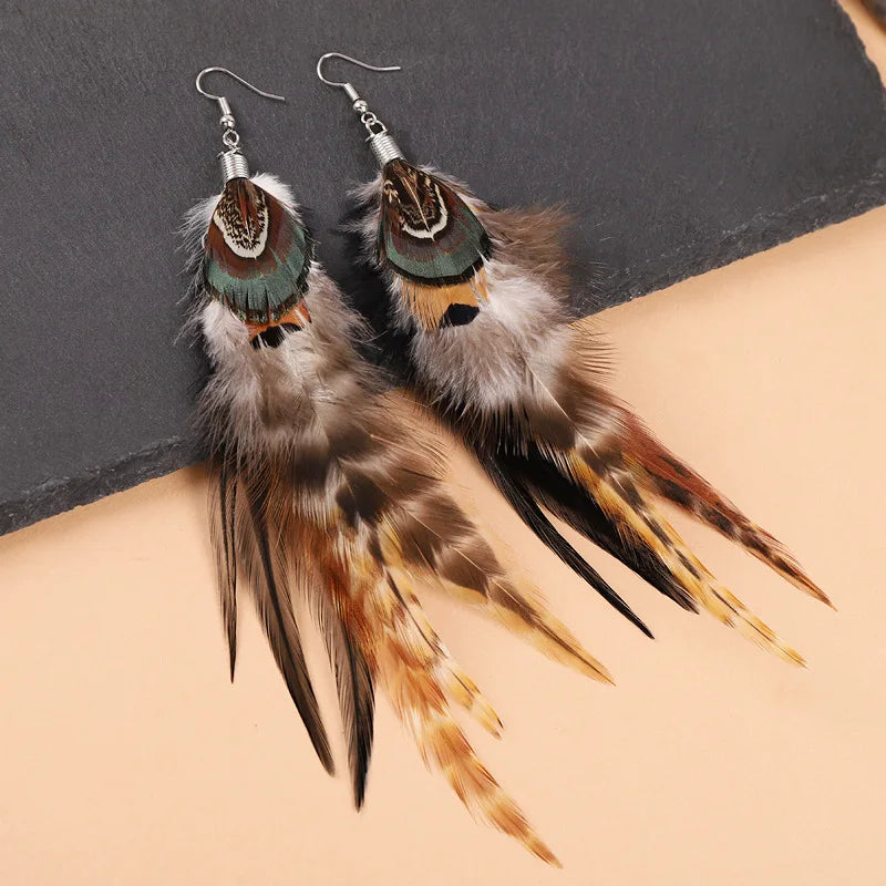 Unique Exaggerate Feather Earrings Creative Feathers Long Earrings Trendy Boho Big Earrings Jewelry Wholesale Custom Packaging