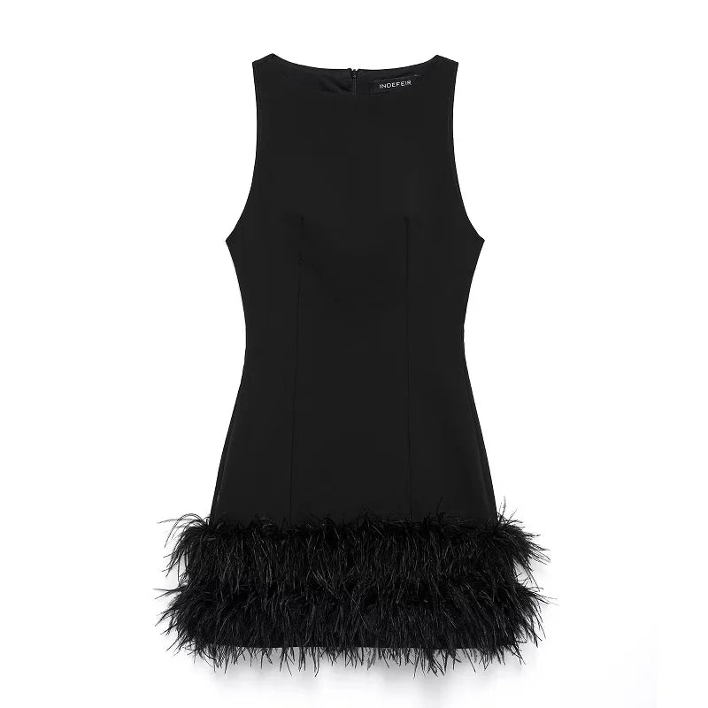 Feather Off-Shoulder Corset Mini Dress – Party Luxe