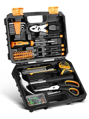 DEKO General Household Hand Tool Kit with Plastic Toolbox Storage Case, All Purpose Home Tool, 50 Piece