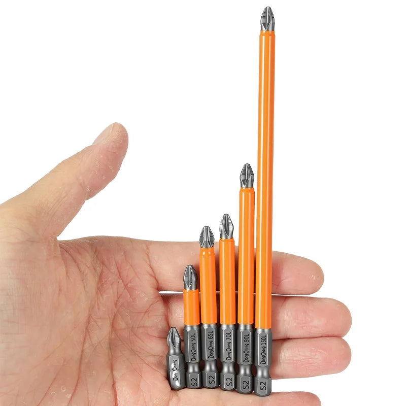 Anti Slip bits Magnetic Screwdriver bit Set S2 Alloy Steel Impact Resistance Hex Shank Alloy Steel Bits Suitable for Power Tools