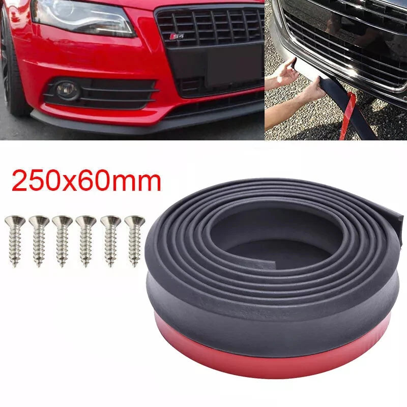 Universal Car Bumper Lip Splitter Spoiler Rubber Skirt BodyTrim Bumper Scratch-Resistant Anti-Collision Soft Rubber Strip