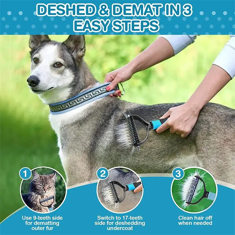 Pet Hair Remover Grooming Brush - Dog & Cat Deshedding Comb - photo 4