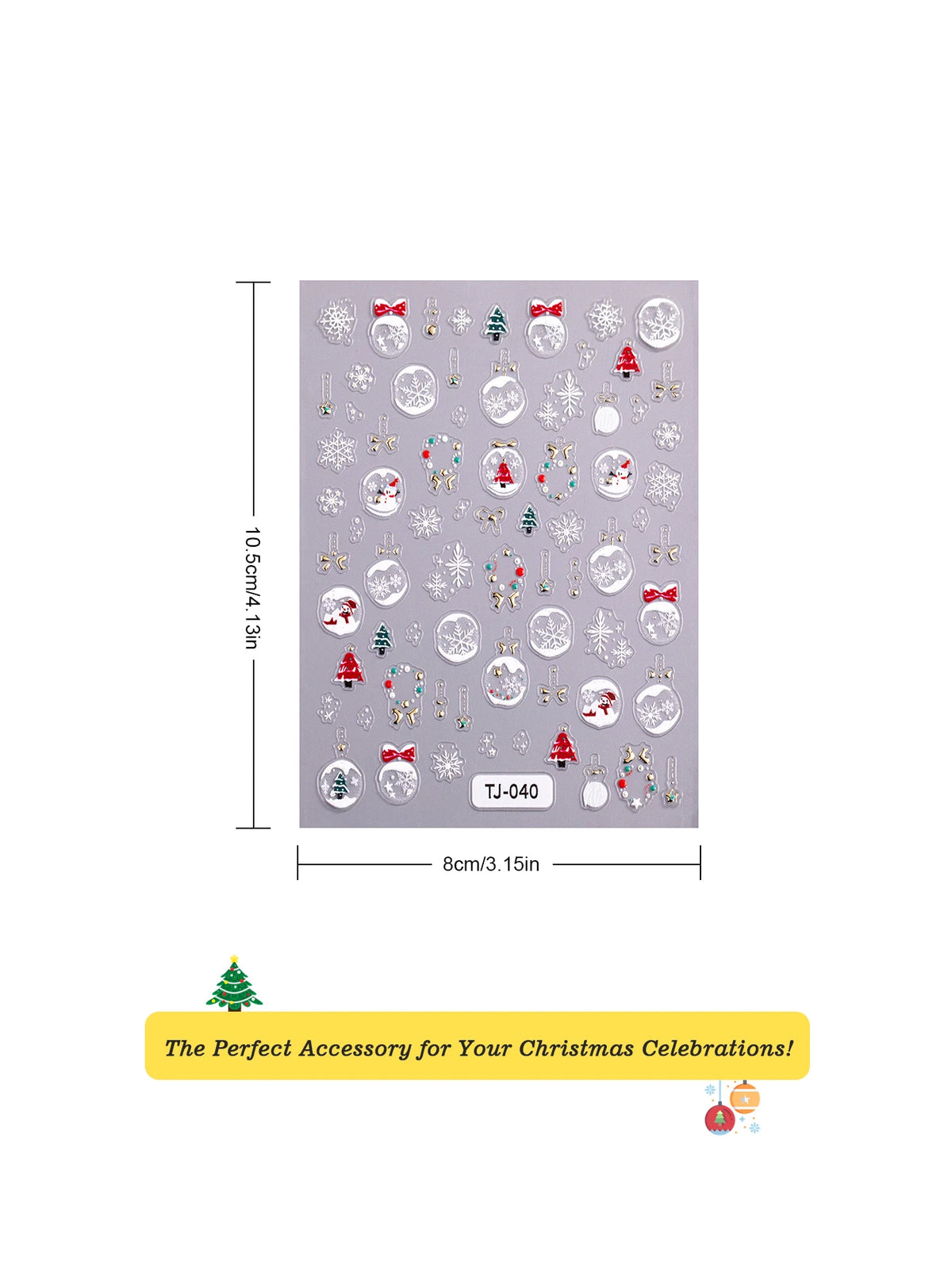 1/2pcs Winter Christmas Ball Snowflake Nail Stickers 5D Relief White Hollow Christmas Celebration Nail Stickers Decorations