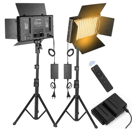 LED Video Light with Tripod & Remote – Bi-Color Dimmable Studio Lamp