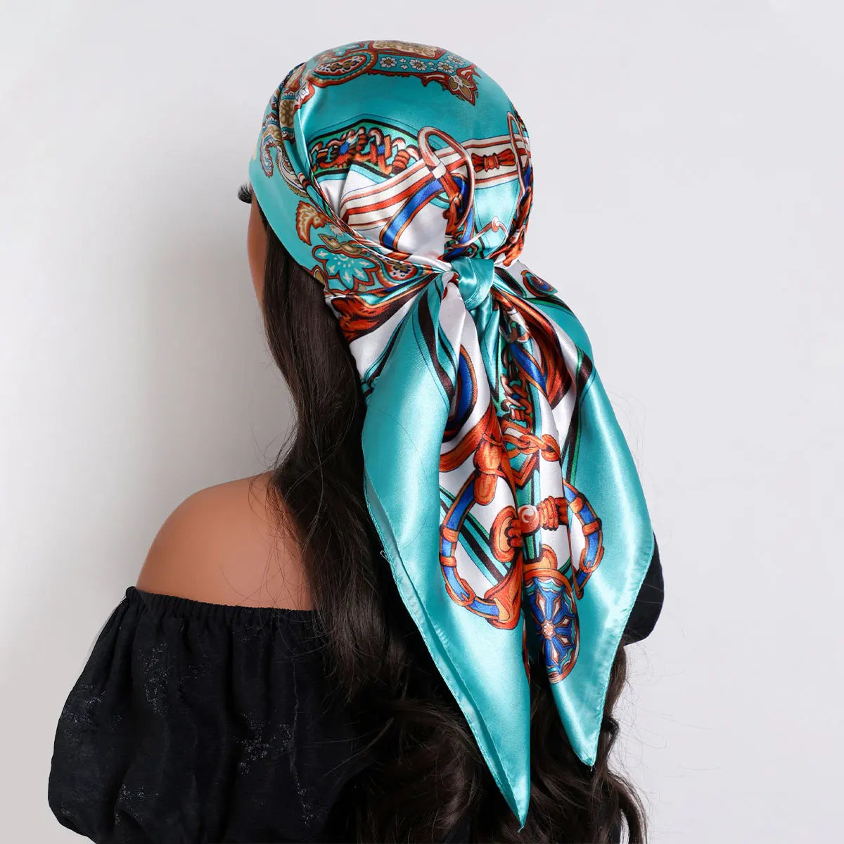 Women's Silky Satin Bandana Scarf - Bright Solid Color Square - photo 3