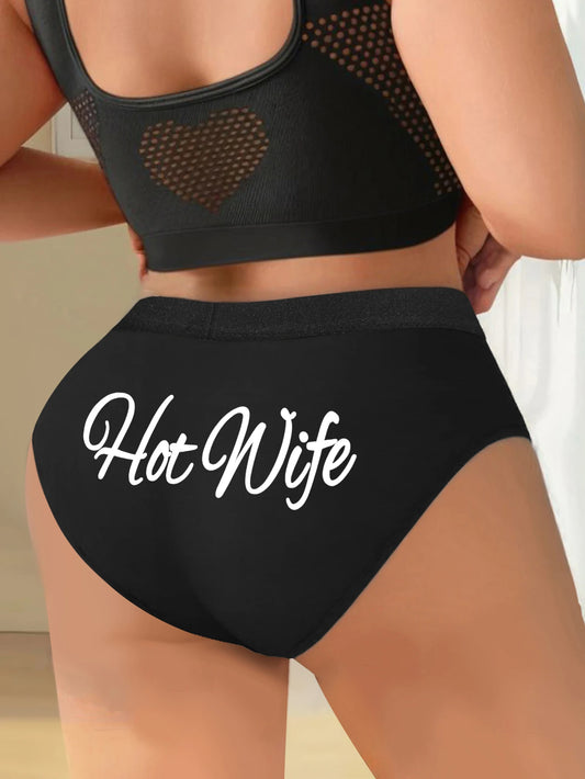 Varsbaby Hot Wife Printed Boyshort Large Size Panties Women Playful Underwear with Cheeky Letter Prints Boxer Shorts