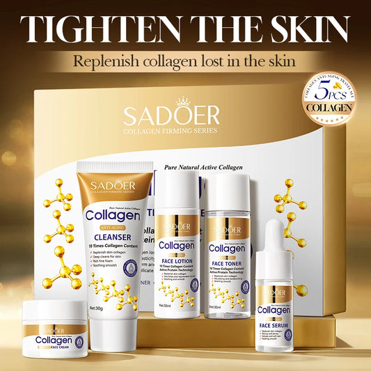 SADOER Collagen Skincare Set — 5-Piece Face, Eye & Serum Kit
