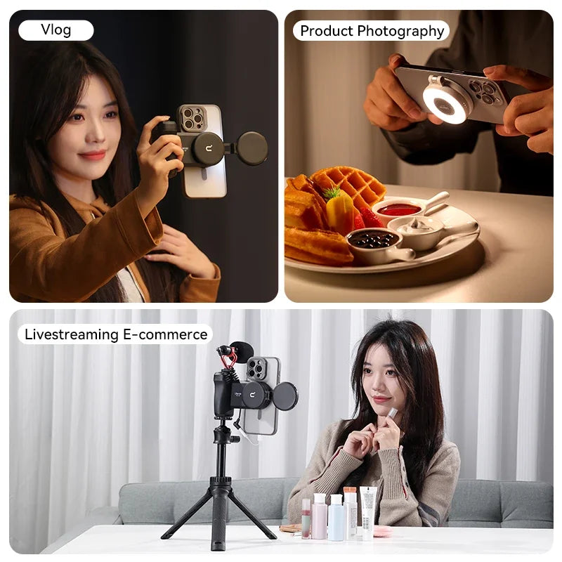 Original Ulanzi LM19 MagSafe Fill Light CRI 95+ Bi Color Flip for Vlog Livestream Photograph Magnetic Mobile Phones Compatible
