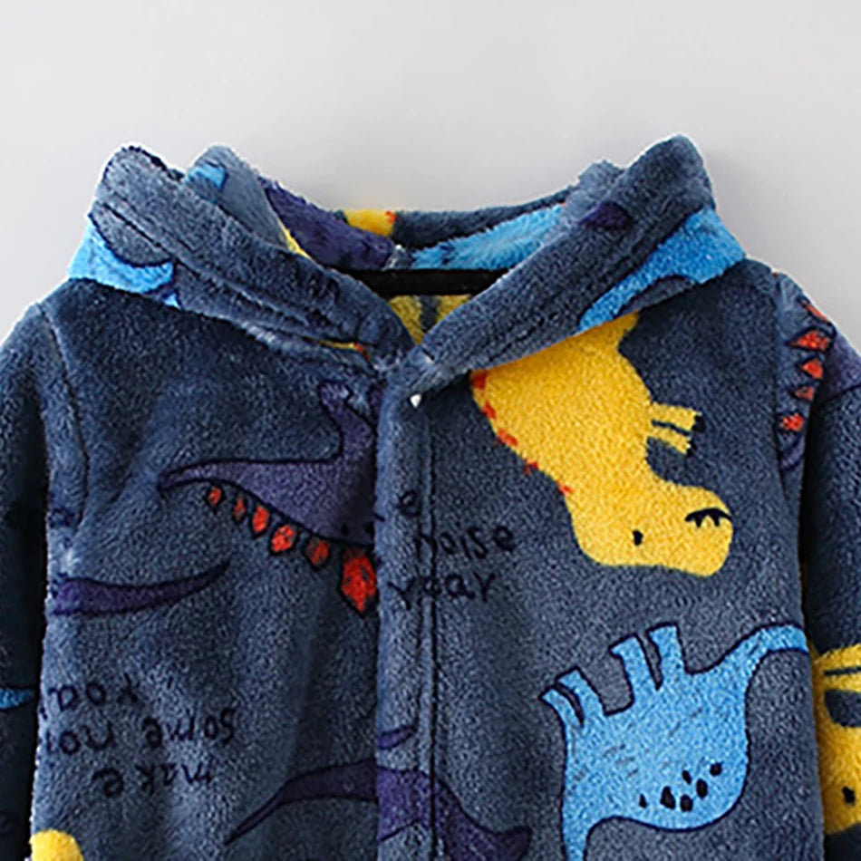 Kids Hooded Fleece Bathrobe - Cute Cartoon Robe for Boys and Girls - photo 4