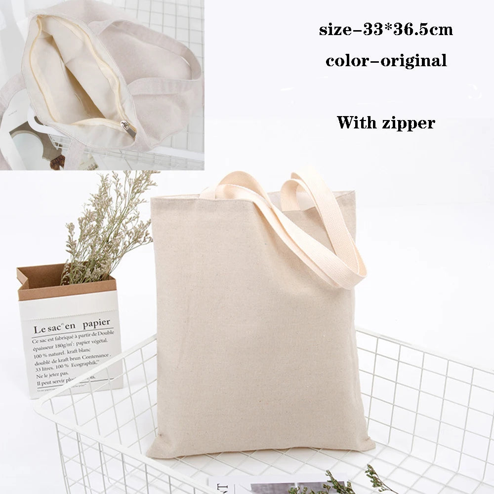 Canvas Bag Storage Bag Grocery Bag Eco-Friendly foldable Bag folding Pocket Tote Portable Shoulder Handbags Food Shopping bag