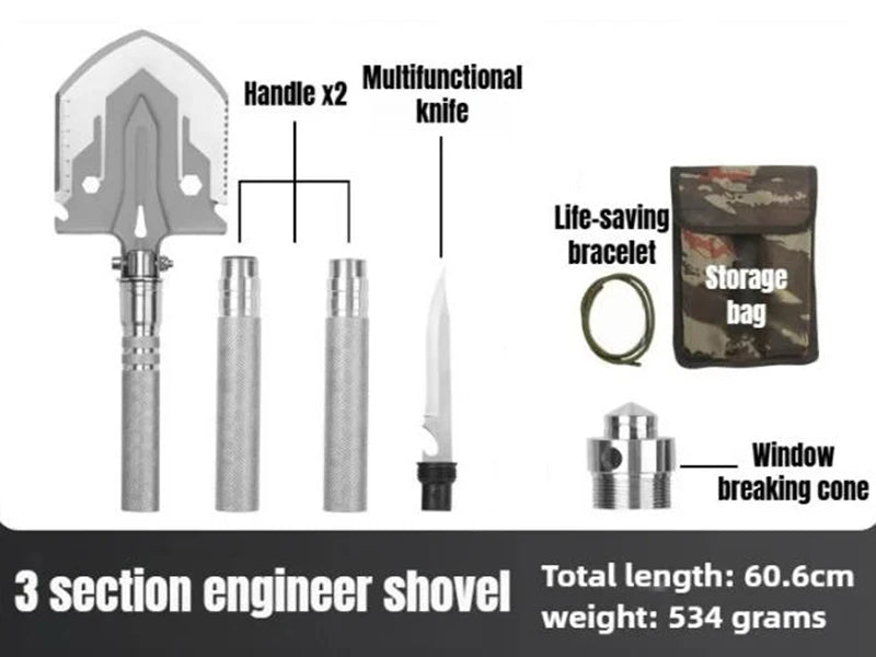 Multifunctional Shovel Folding Military Shovel Self-defense Outdoor Survival Supplies Set Garden Tools Camping Accessories