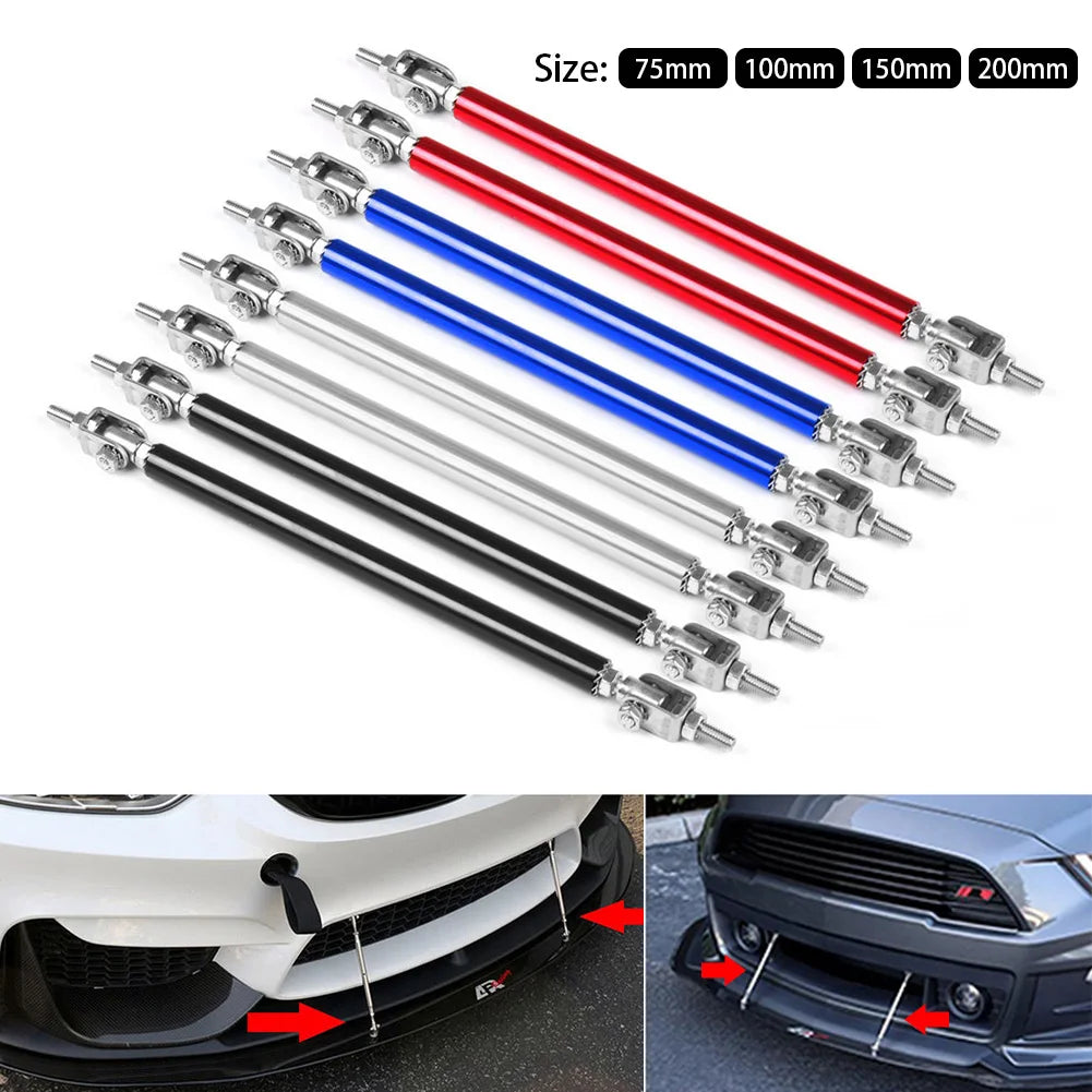 2PCS Car Splitter Rods Racing Adjustable Front Rear Bumper Lip Support Strut Brace Tie Pull Bar Kit 75/100/150/200mm Universal