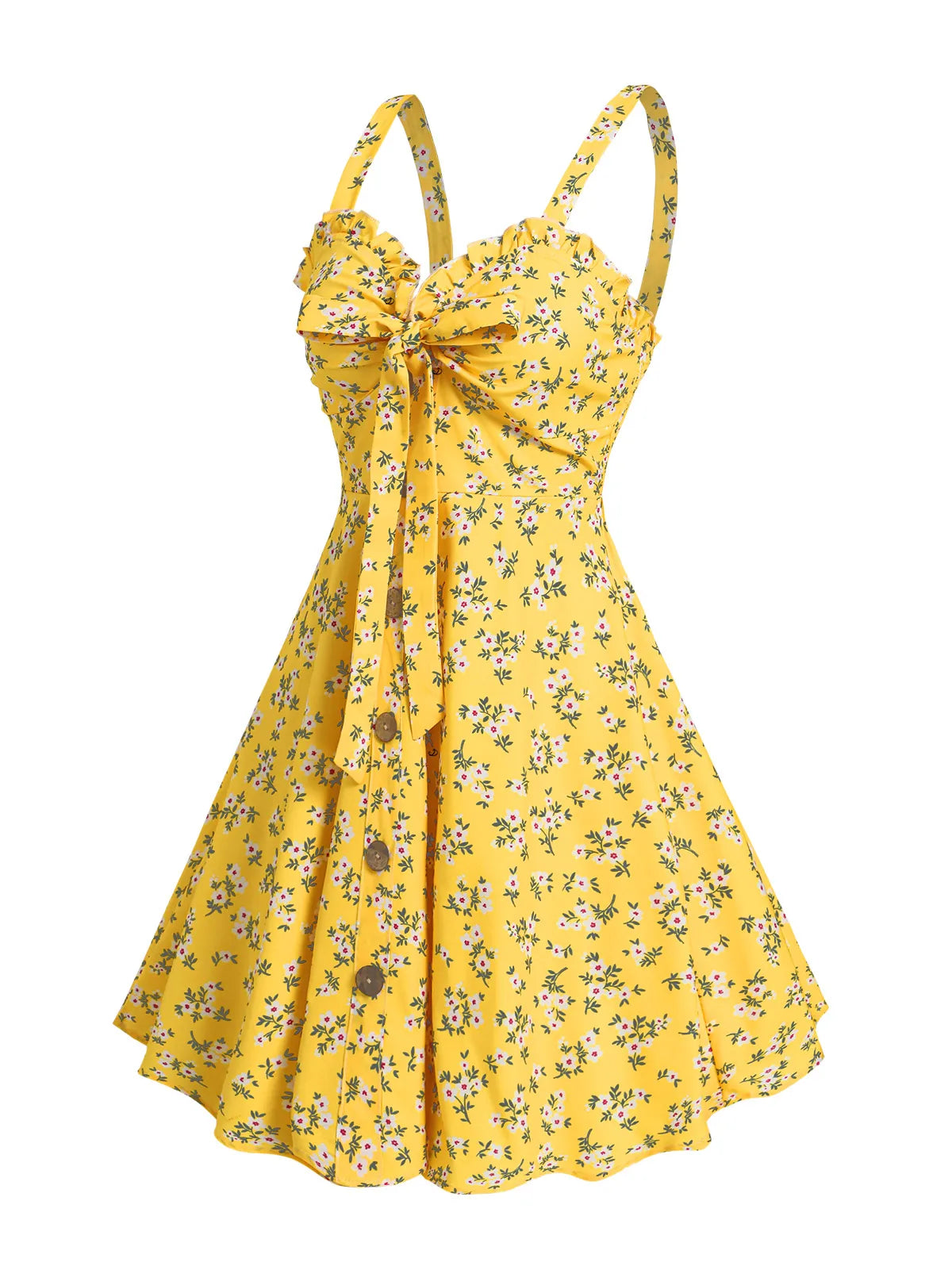 Dressfo 2026 Women's Floral Print Vacation Sundress Garden Party Dress Summer Ruffled Bowknot Mini Dress Vestidos
