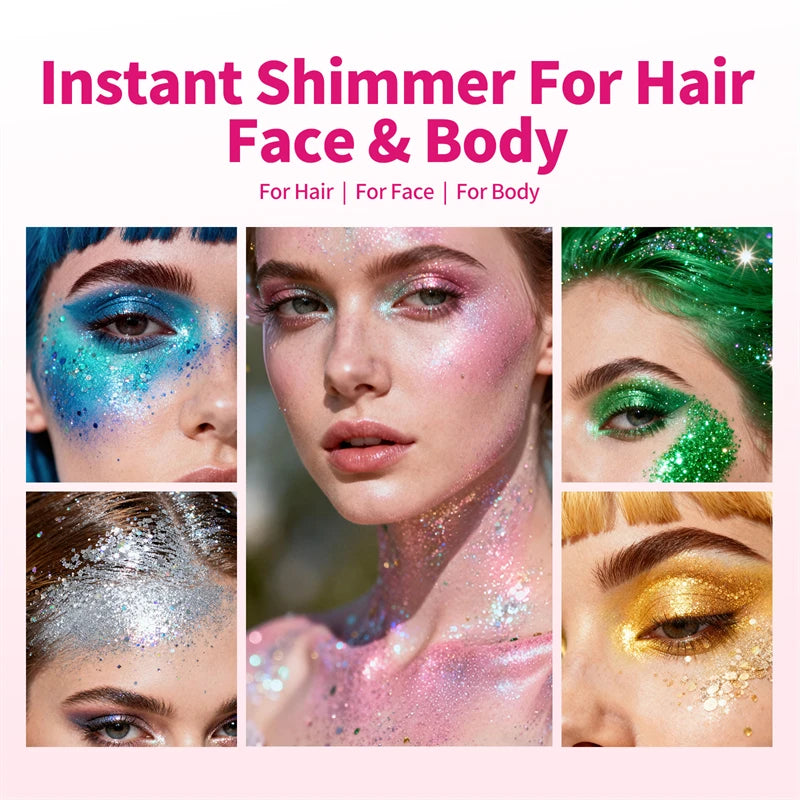 Glitter Makeup Stick for Hair Face Body Shimmer Gel Cosmetic for Women Festival Party Independence Day Hair Decoration