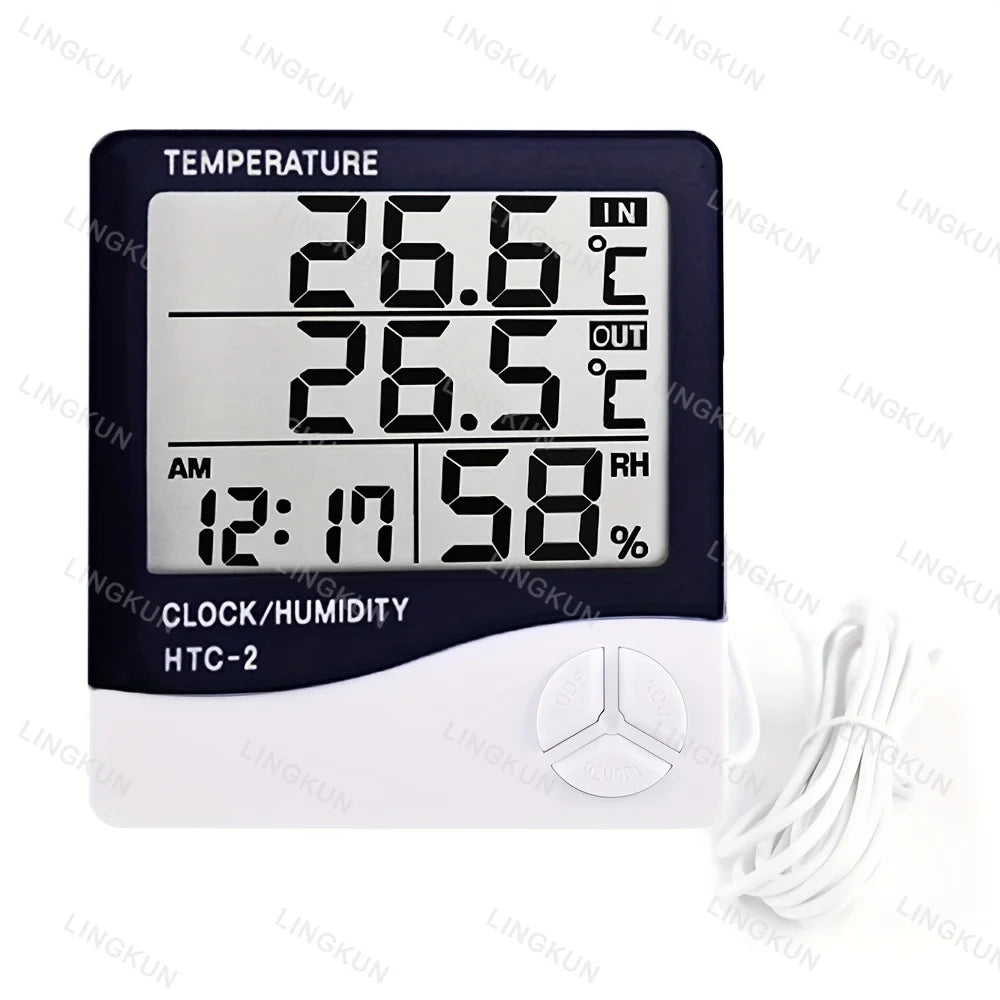 LED Thermometer Thermo-Hygrometer Multifunction Electronic Clock Temperature Humidity Meter Weather Station for Home With Alarm