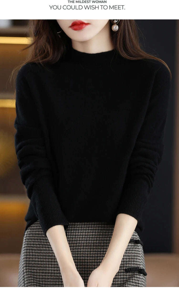 Women's Merino Wool Mock Neck Sweater