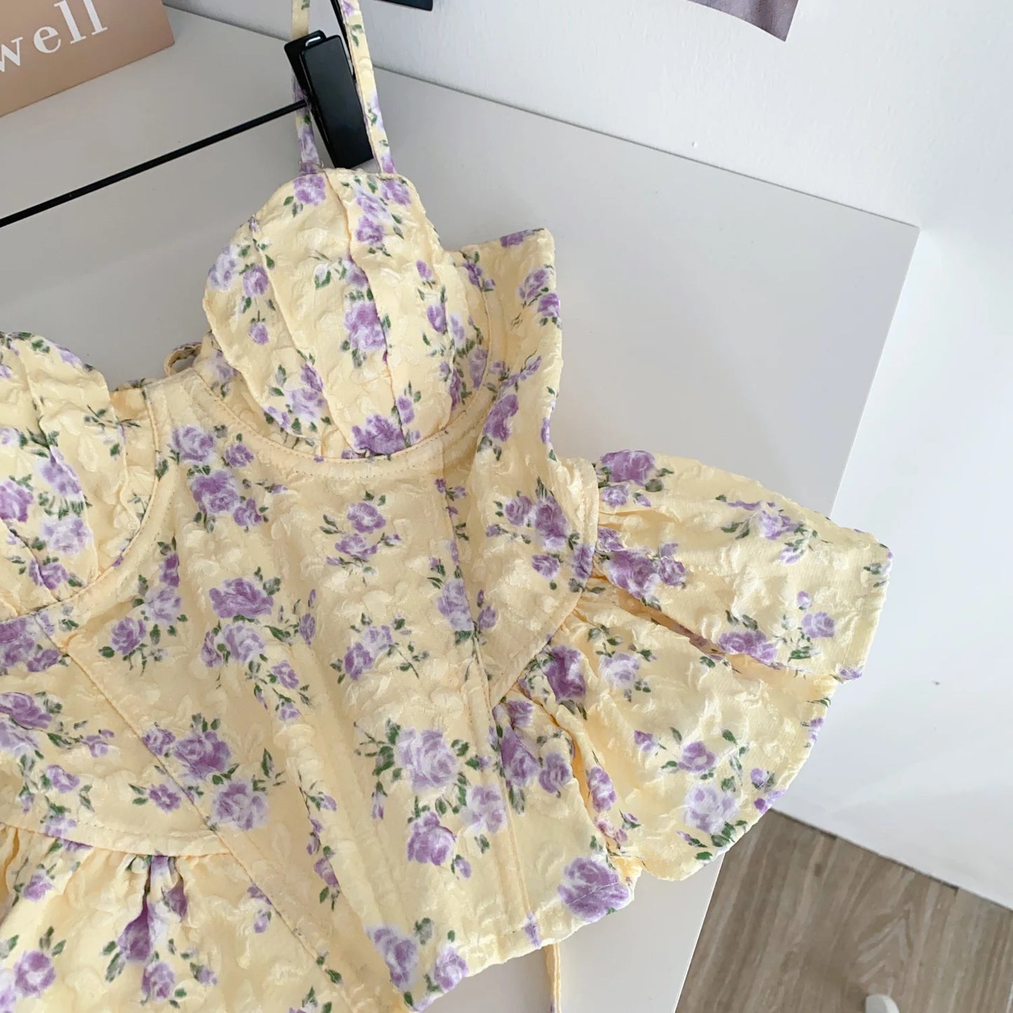 Sexy Slim  Corset ruffle print Chic Korean Camis Tank Top Basic Fashion Off Shoulder Summer Women Clothing