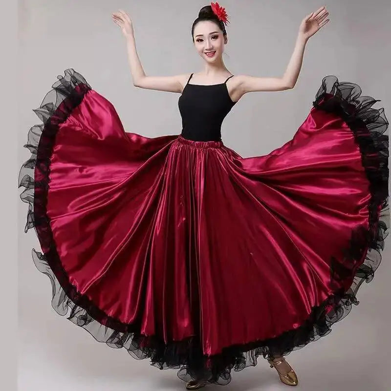 Women's satin big swing flamenco dress