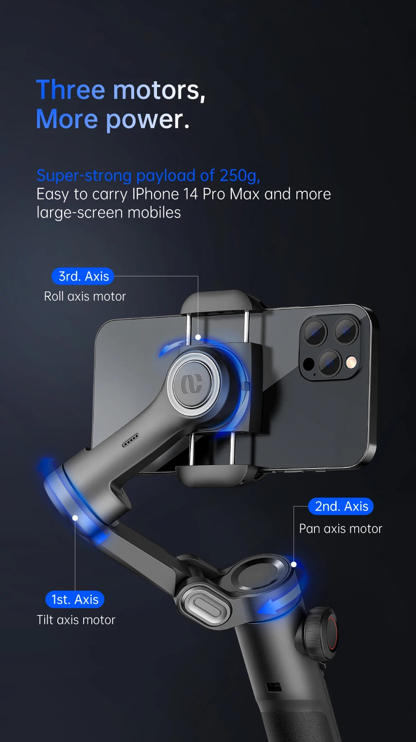 AOCHUAN 3-Axis Handheld Gimbal Stabilizer SmartXE for Smartphone for iPhone Android AI Face Tracking Tk Vlog