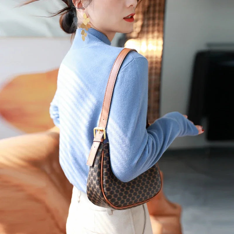 Women's Mock Neck Base Sweater — Slim Knit Pullover