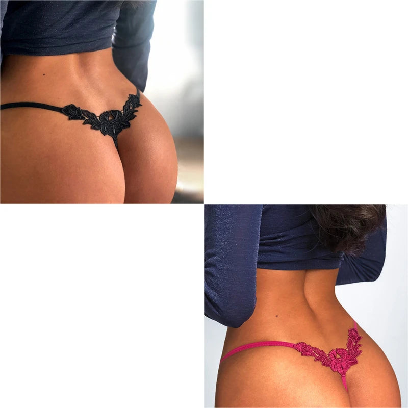 1\2\3 PCS Sexy Thong G String Underwear Women Panties T-Back Floral Embroidery Briefs Female Lingerie Erotic Lady Thongs Bikini
