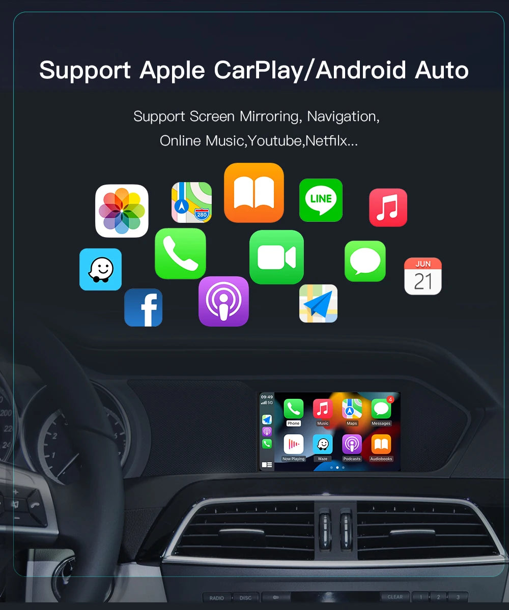 AUTOABC Wireless CarPlay Android Auto for Mercedes Benz A B C E Class NTG4.5/4.7 GLA CLA GLK SLK CLS W204 W176 W246 X204 C117