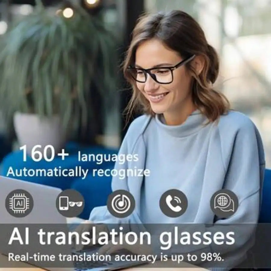AI Smart Glasses, New Multifunctional Audio Glasses For Men And Women, Support Real-Time Translation For 160+ Languages And Video Translation, Equipped With Chat GPT System, Built-In Microphone And Speaker, HD Voice Calls And